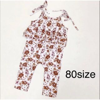 海外輸入服　花柄フリルオールインワン　新品　80size(ロンパース)