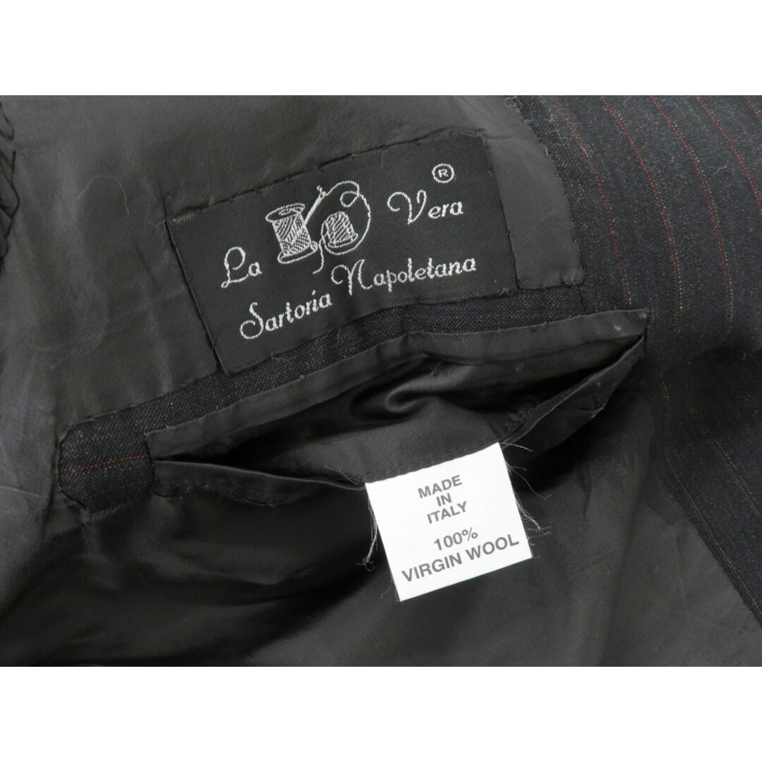 ラベラ サルトリア ナポレターナ La vera Sartoria Napoletana ウール ストライプ 3つボタンスーツ【サイズ50】【メンズ】