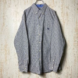 チャップス(CHAPS)のChaps チャップス チェック 長袖シャツ ネイビー アメリカUS古着(シャツ)