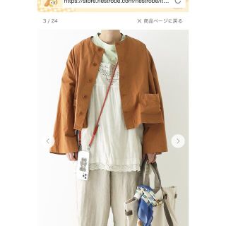 ネストローブ(nest Robe)のネストローブ♡コットンリネン馬布 タックショートジャケット(ノーカラージャケット)