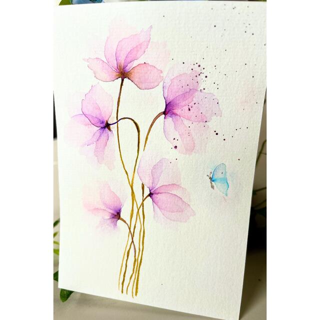 水彩画 絵画 原画『紫の花』