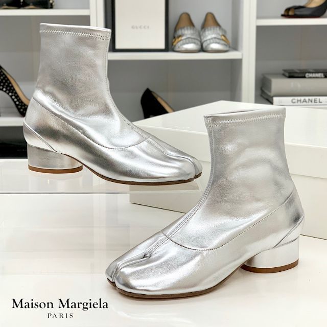 送料無料 - Margiela Martin Maison 4335 シルバー ショートブーツ