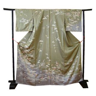 縁」154cm~161cm 裄長め 紋意匠 金彩加工染 訪問着 正絹 L898 ...