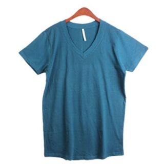 【新品】ゆる VネックTシャツ ゆったり 無地 半袖 ロンT グリーン(Tシャツ(半袖/袖なし))