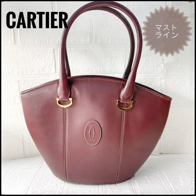 Cartier カルティエ マストライン トートバッグ ボルドー レザー-