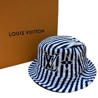 ルイヴィトン(LOUIS VUITTON)の極美品　ルイヴィトン バケットハット　ストライプ　タオル生地　シャプカ・LVグラフィカル　M77623(ハット)