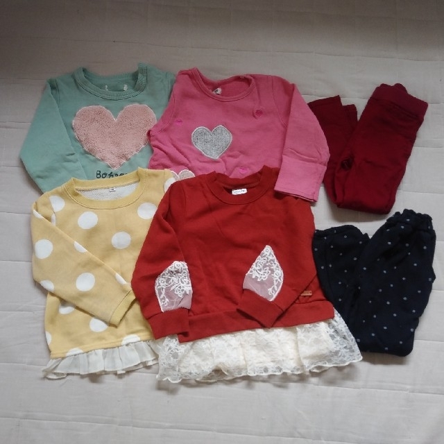 トレーナー&ズボン6点セット☆サイズ100 キッズ/ベビー/マタニティのキッズ服女の子用(90cm~)(Tシャツ/カットソー)の商品写真