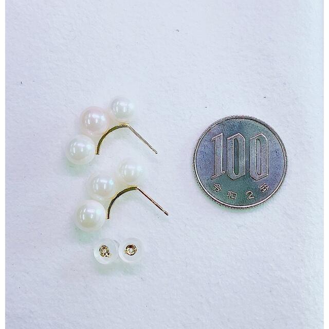 ※即決価格★あこや真珠7mm★✨3連パールK18ピアスイヤリング - 2