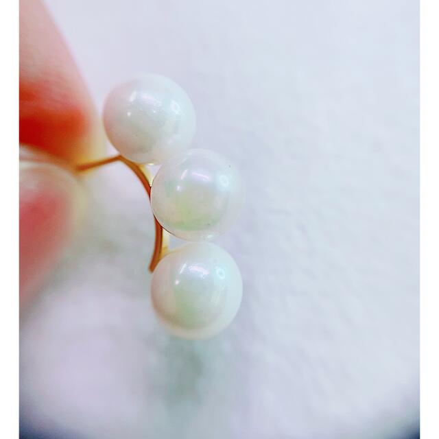 ※即決価格★あこや真珠7mm★✨3連パールK18ピアスイヤリング - 3