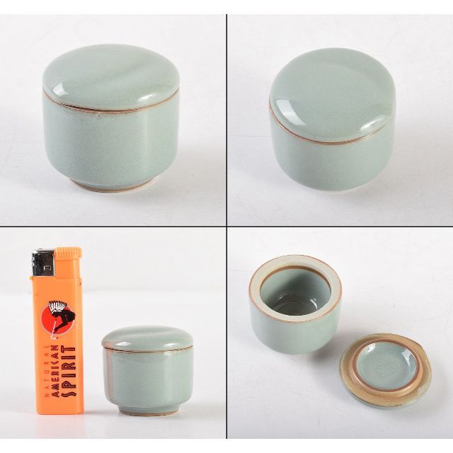 茶道具 三代 諏訪蘇山造 青磁 桃 香合 共箱 V R4999 www