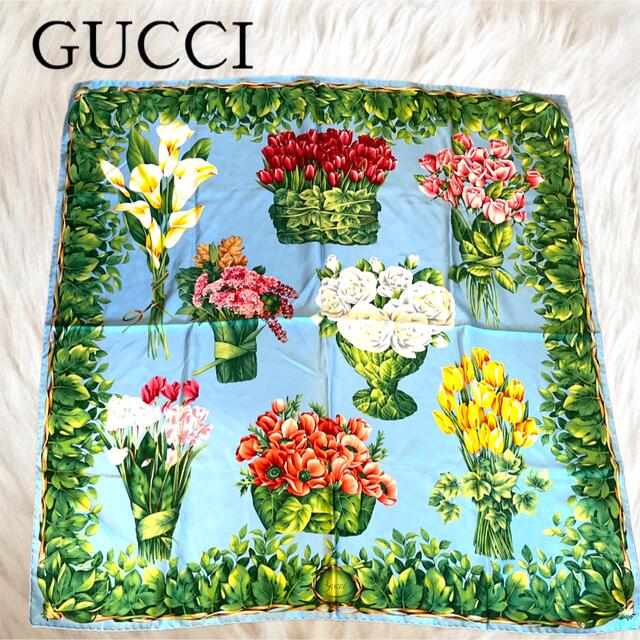 GUCCI グッチ シルク100% フラワー 花柄 スカーフ - 通販 - pinehotel.info