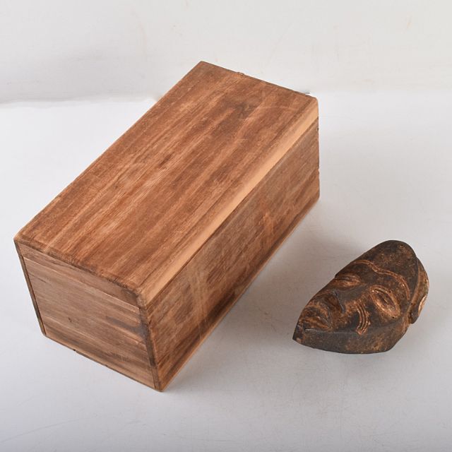 古い木彫面　バリ島　インドネシア　アフリカン　時代箱　M　R5007