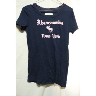 アバクロンビーアンドフィッチ(Abercrombie&Fitch)のプロフ必読!アバクロンビー&フィッチTシャツネイビー×ピンク/USA古着老舗M(Tシャツ(半袖/袖なし))