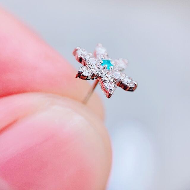☆0.02ct☆✨パライバトルマリン0.38ctダイヤプラチナピアスイヤリング-