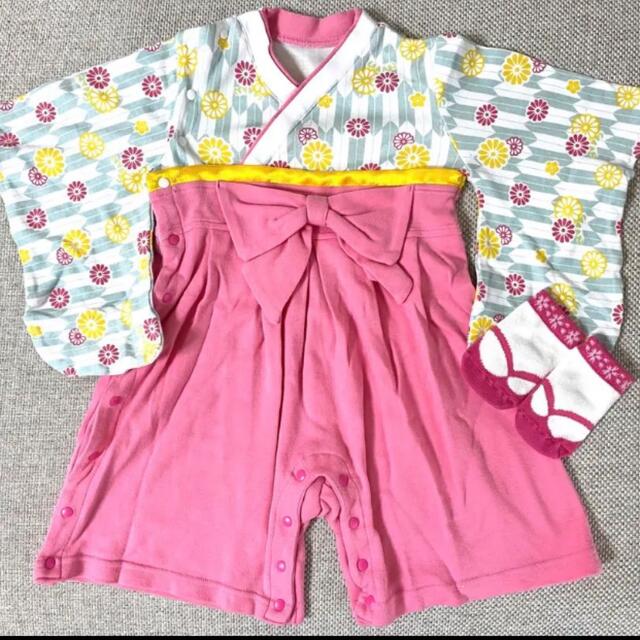 【みゆ様専用】袴ロンパース女の子用　70サイズ キッズ/ベビー/マタニティのベビー服(~85cm)(ロンパース)の商品写真