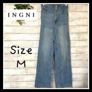 イング(INGNI)の【INGNI】イング ハイウエスト ワイドデニムパンツ くびれ足長効果 腰ゴム(デニム/ジーンズ)