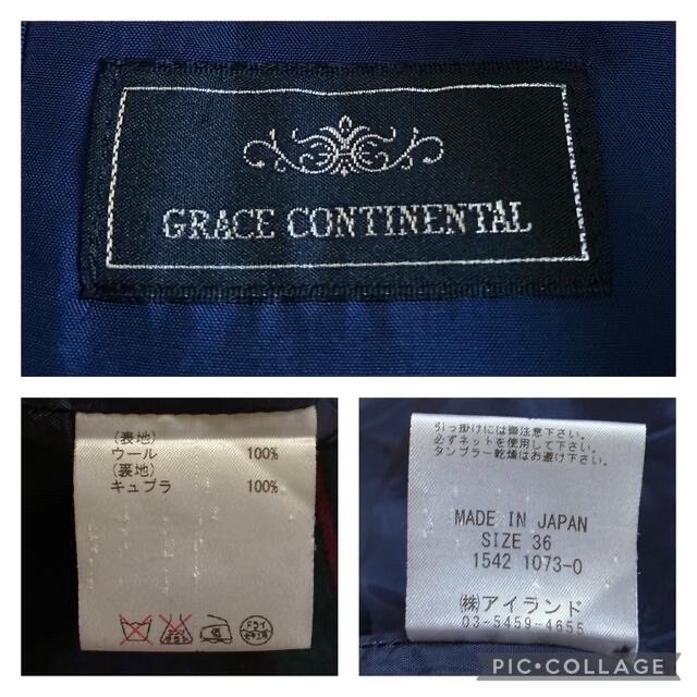 GRACE CONTINENTAL(グレースコンチネンタル)のGRACE CONTINENTAL ウールチェックジャンパースカート　サイズ36 レディースのワンピース(ひざ丈ワンピース)の商品写真