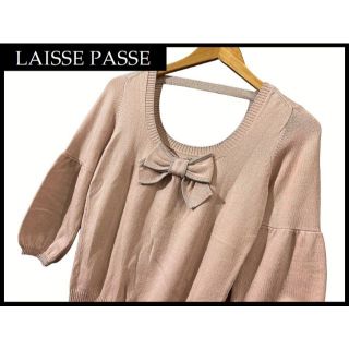 レッセパッセ(LAISSE PASSE)のG② レッセパッセ リボン アンゴラ混 リブ ニット セーター トップス 38(ニット/セーター)