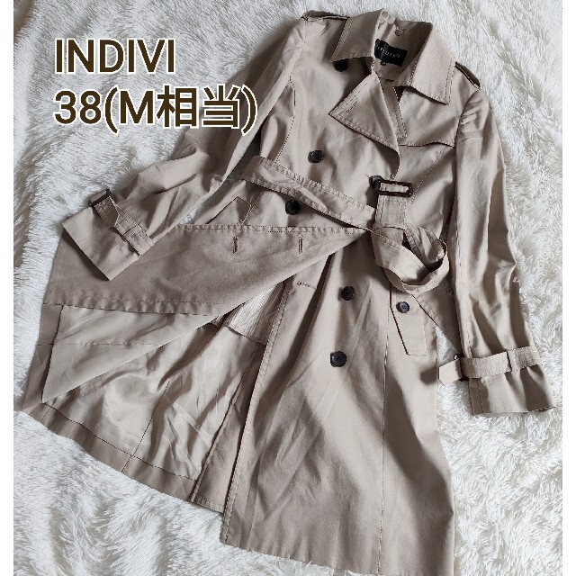 美品 定価¥22000 INDIVI インディヴィト レンチコート ベージュ38