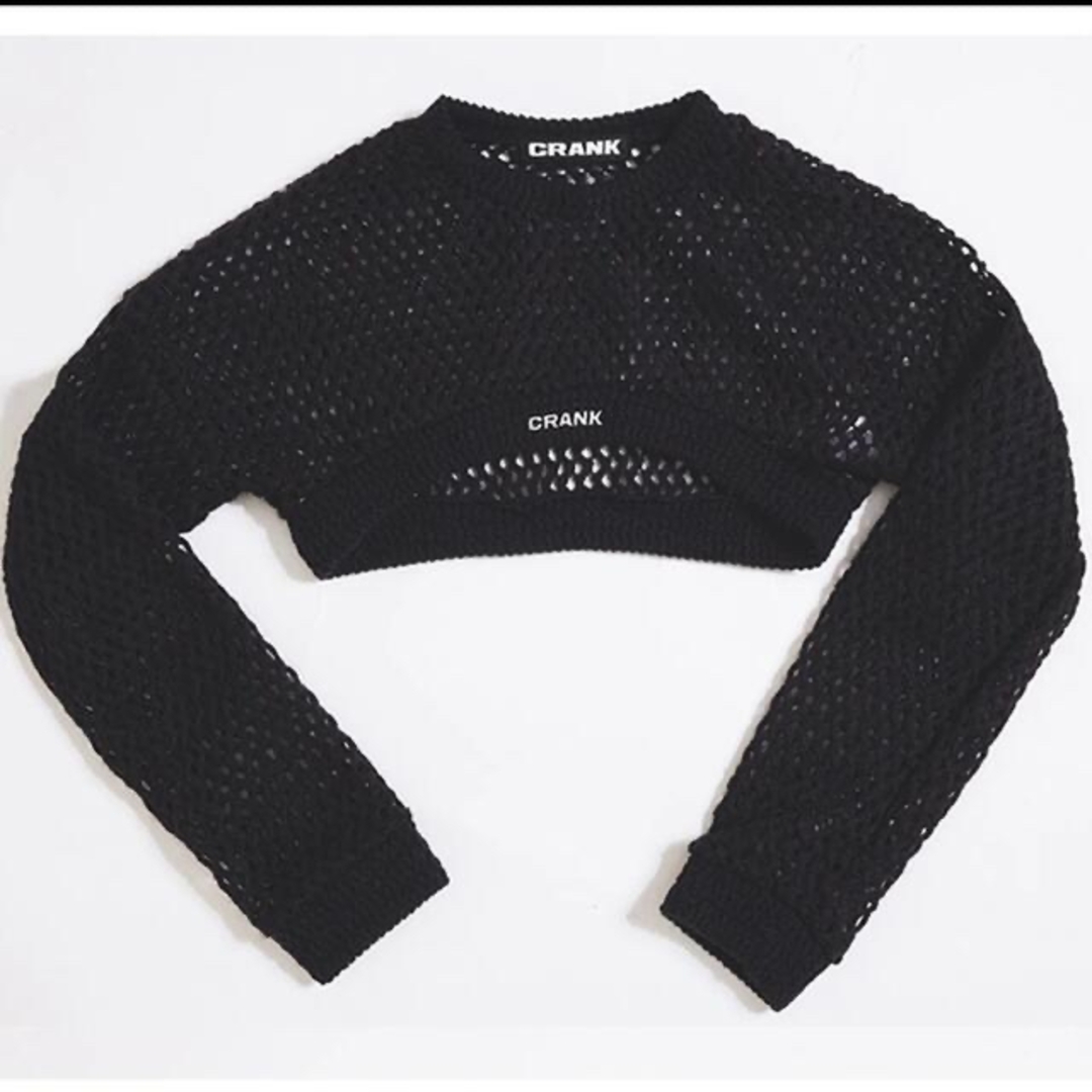 ★CRANK★NETTING KNIT SLEEVETOP_BK レディースのトップス(ニット/セーター)の商品写真