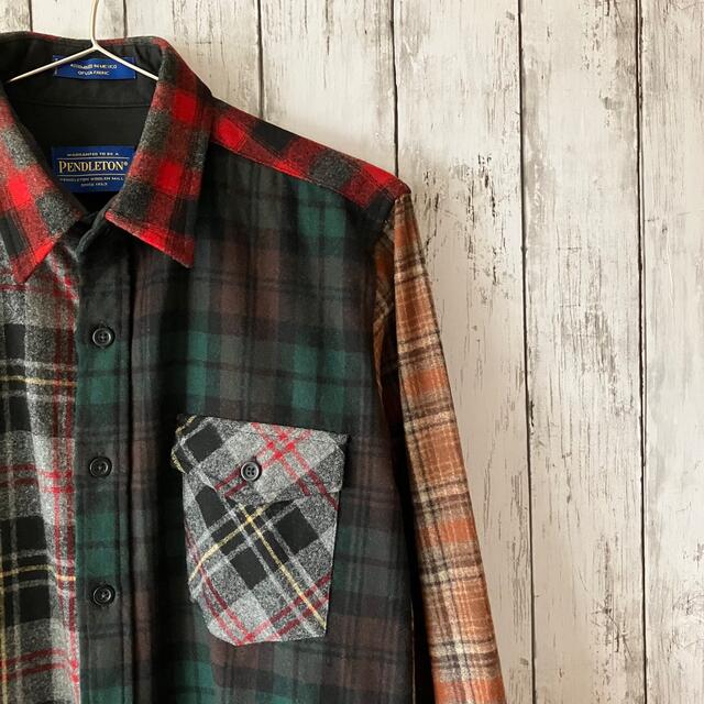 【激レア】PENDLETON 切り替えチェック クレイジーパターン ウールシャツ