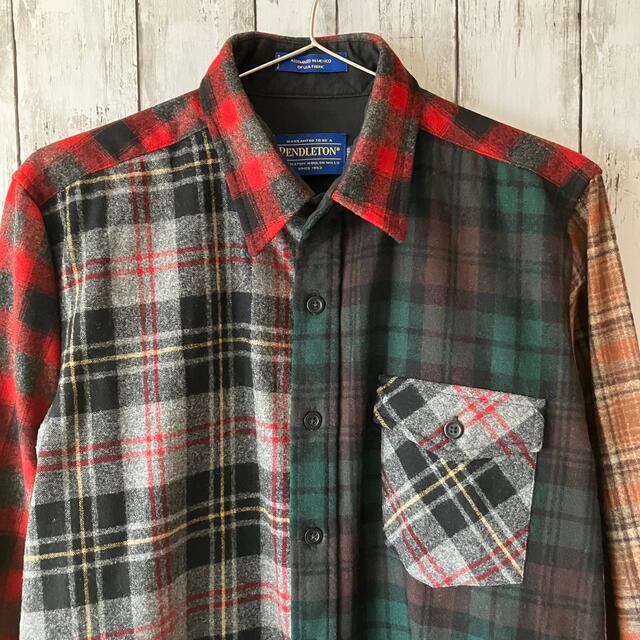 PENDLETON(ペンドルトン)の【激レア】PENDLETON 切り替えチェック クレイジーパターン ウールシャツ メンズのトップス(シャツ)の商品写真