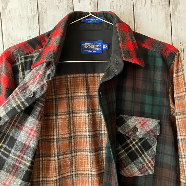 PENDLETON(ペンドルトン)の【激レア】PENDLETON 切り替えチェック クレイジーパターン ウールシャツ メンズのトップス(シャツ)の商品写真