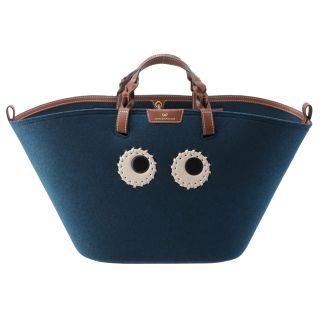 アニヤハインドマーチ(ANYA HINDMARCH)のアニヤ ハインドマーチ ANYA HINDMARCH トートバッグ Eyesフェルト バッグ ネイビー ブルー系 170154(トートバッグ)