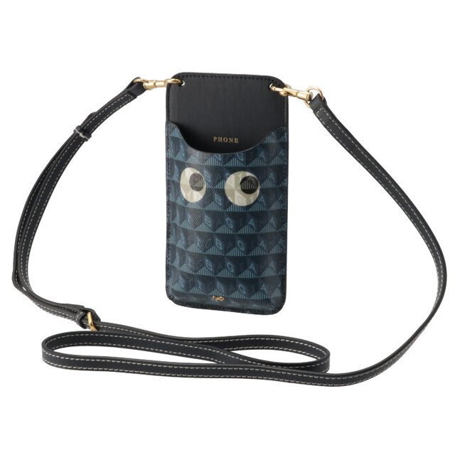 アニヤ ハインドマーチ ANYA HINDMARCH フォーンケース Eyes I AM A PLASTIC ショルダー ストラップ付 スマホケース ネイビー ブルー系 169769