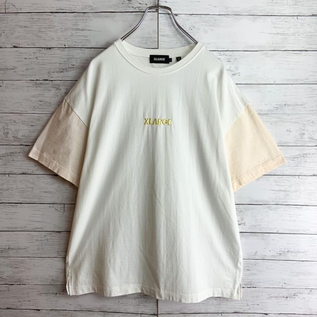 XLARGE(エクストララージ)の【大人気デザイン】エクストララージ センターロゴ刺繍入り半袖Tシャツ 袖切り替え メンズのトップス(Tシャツ/カットソー(半袖/袖なし))の商品写真