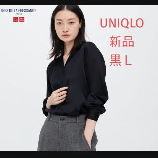 ユニクロ(UNIQLO)の限定値下げ！ユニクロ　シルクオープンカラーブラウス　INESイネス(シャツ/ブラウス(長袖/七分))