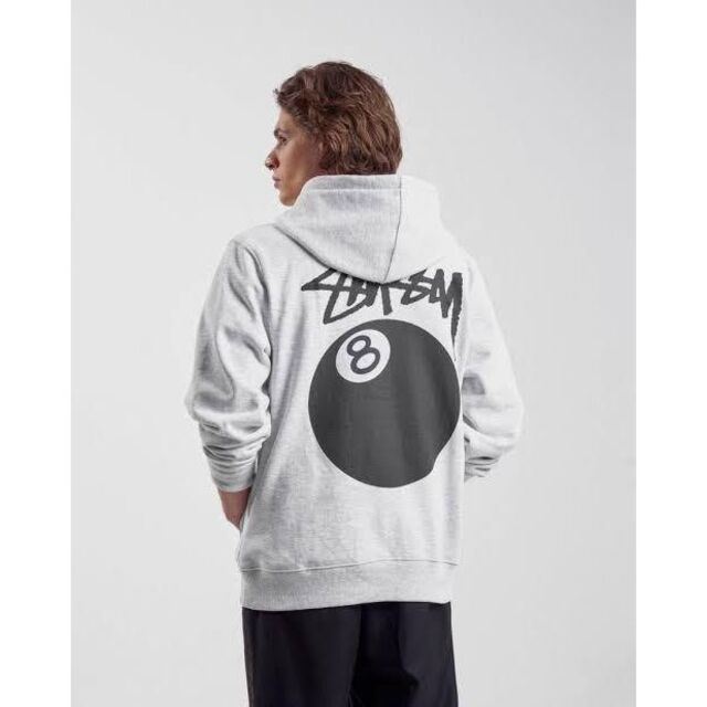 【新品】stussy スウェットパーカー　サイズL グレー　8ボール