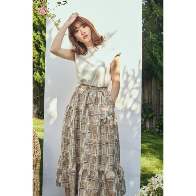 Her lip to Plaid Jacquard Midi Skirt