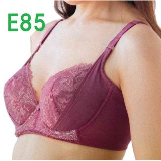 Ｅ85・ローズ　脇高ブラジャー　+　3L・ネイビー「らくらく美姿勢ブラジャー」(ブラ)