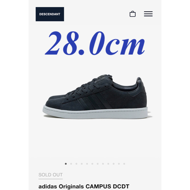 DESCENDANT(ディセンダント)のadidas CAMPUS DCDT 28.0cm ダークグレー　新品未使用 メンズの靴/シューズ(スニーカー)の商品写真