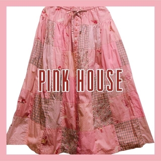 ピンクハウス(PINK HOUSE)の(新品)ピンクハウス ネームワッペンプリントパッチワークスカート スカート(ロングスカート)
