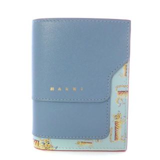 マルニ(Marni)のマルニ バイフォールドウォレット タイガープリント 水色 PFMOQ14U25(財布)