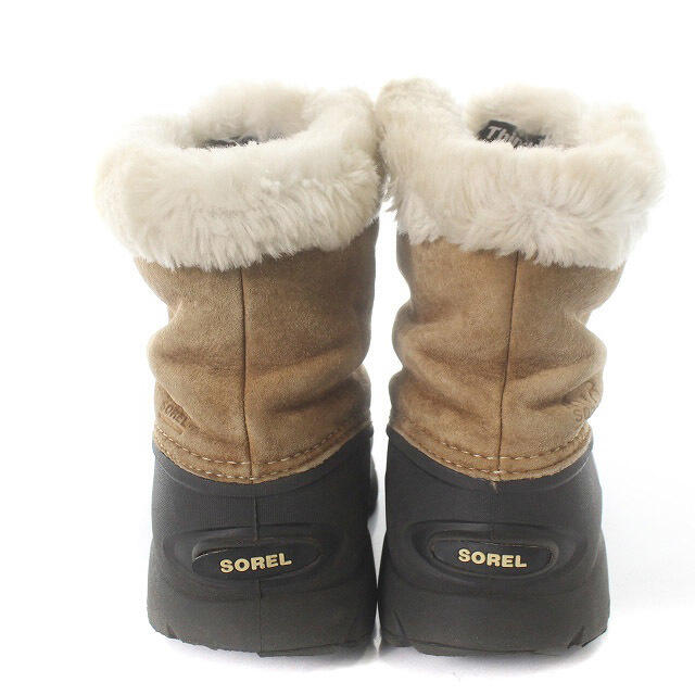 SOREL(ソレル)のソレル ムートン ショートブーツ フロントジップ 24cm 茶色 黒 レディースの靴/シューズ(ブーツ)の商品写真