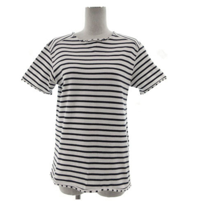 SHIPS(シップス)のSHIPS カットソー Tシャツ 半袖 カットオフ 厚手 ボーダー 紺 白 M レディースのトップス(カットソー(半袖/袖なし))の商品写真