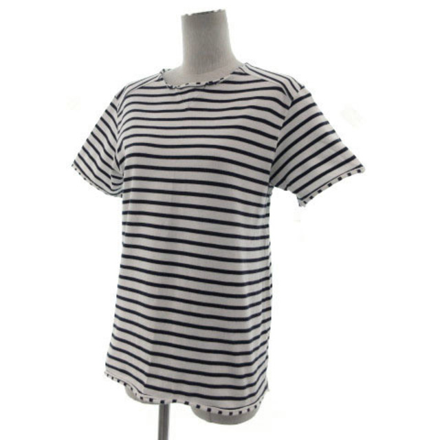 SHIPS(シップス)のSHIPS カットソー Tシャツ 半袖 カットオフ 厚手 ボーダー 紺 白 M レディースのトップス(カットソー(半袖/袖なし))の商品写真