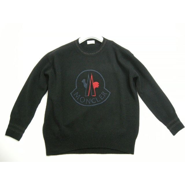 モンクレール セーター 半袖 ニット レア ブラック ロゴ 異素材 フリル