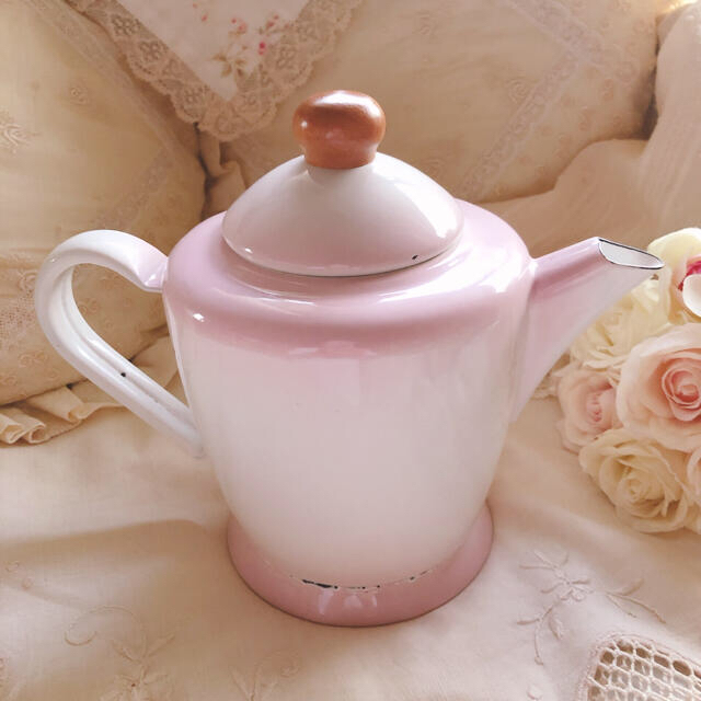 お値下げ♡イマン♡ポーレットホーローポット琺瑯薔薇フレンチカントリー-