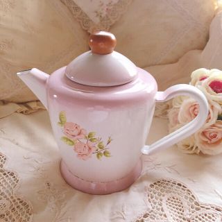 ローラアシュレイ(LAURA ASHLEY)のお値下げ♡イマン♡ダイアナローズホーローポット琺瑯薔薇フレンチカントリーマニー(調理道具/製菓道具)