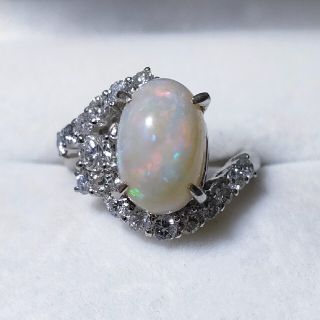 ダイヤモンド×ホワイトオパール リング Pt900 0.79ct 8.2g(リング(指輪))