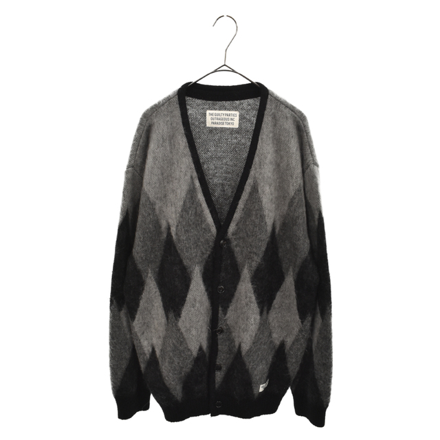 WACKO MARIA ワコマリア 20AW DIAMOND MOHAIR CARDIGAN ダイアモンド モヘア カーディガン ブラック/グレー