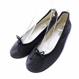 レペット(repetto)のレペット バレエシューズ パンプス フラット リボン レザー 38 24cm 黒(バレエシューズ)