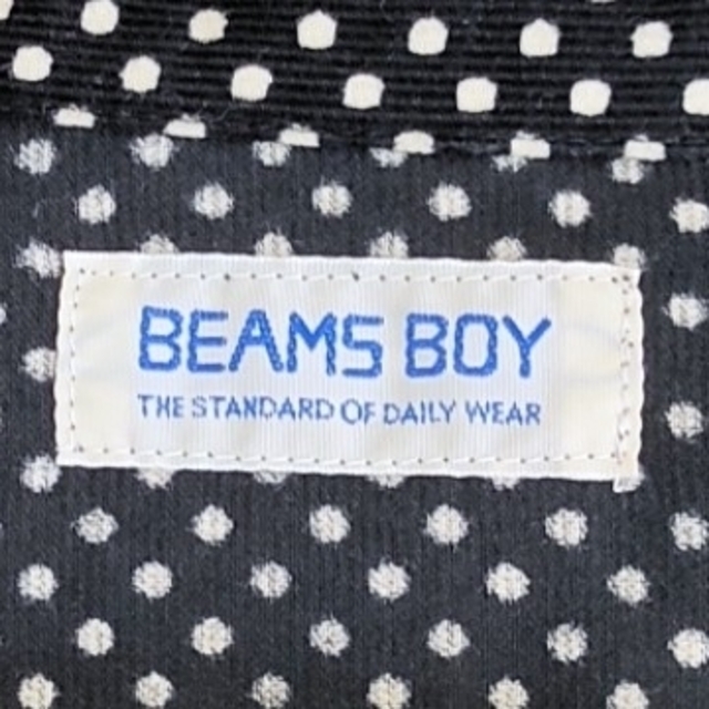 BEAMS BOY(ビームスボーイ)のビームスボーイ シャツワンピース ひざ丈 ギャザー コーデュロイ ドット 黒 レディースのワンピース(ひざ丈ワンピース)の商品写真