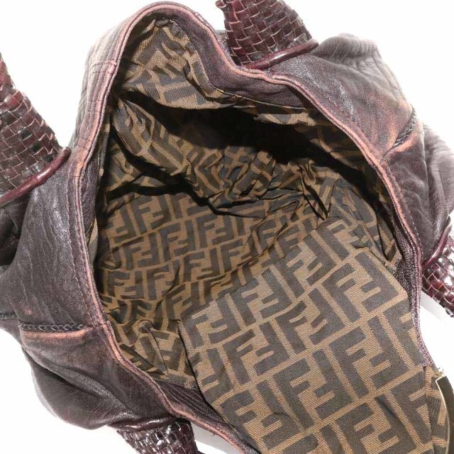 FENDI スパイバッグ ハンドバッグ レザー 裏地ズッカ柄 茶 ブラウン FENDI スパイバッグ ハンドバッグ レザー 裏地ズッカ柄 茶 ブラウン
