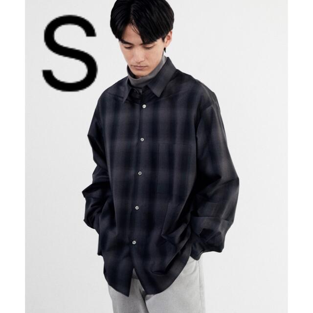 【WYM LIDNM】OMBRE CHECK LOOSE SHIRT チャコール