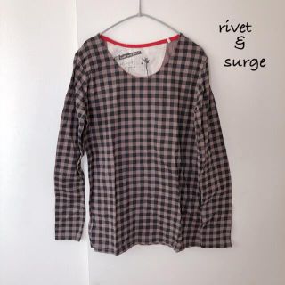 リベットアンドサージ(rivet & surge)のチェック⭐︎カットソー⭐︎ブラウン(シャツ/ブラウス(長袖/七分))